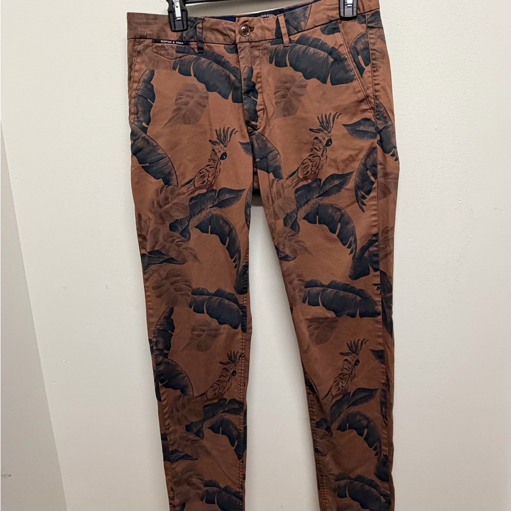 Scotch & Soda Brown Leaf Print Chinos - image 2